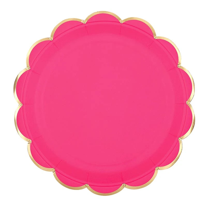 Slant Foil Scalloped Paper Plates - Multicolor - 8ct