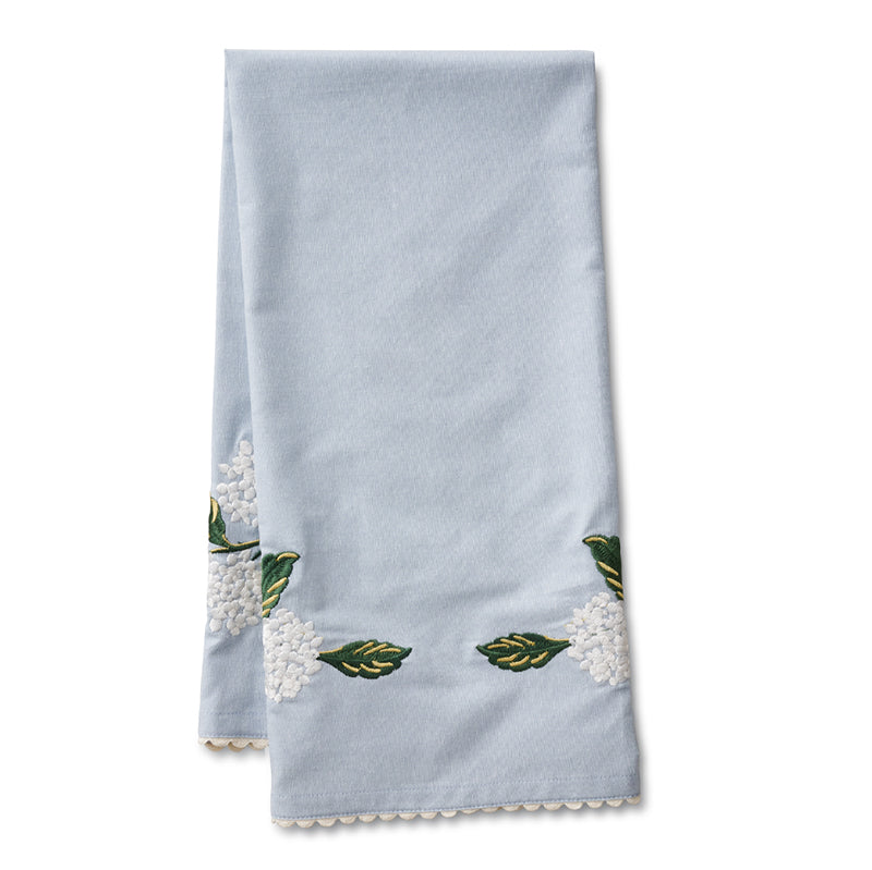 Rifle Paper Co. "Hydrangea" Embroidered Tea Towel