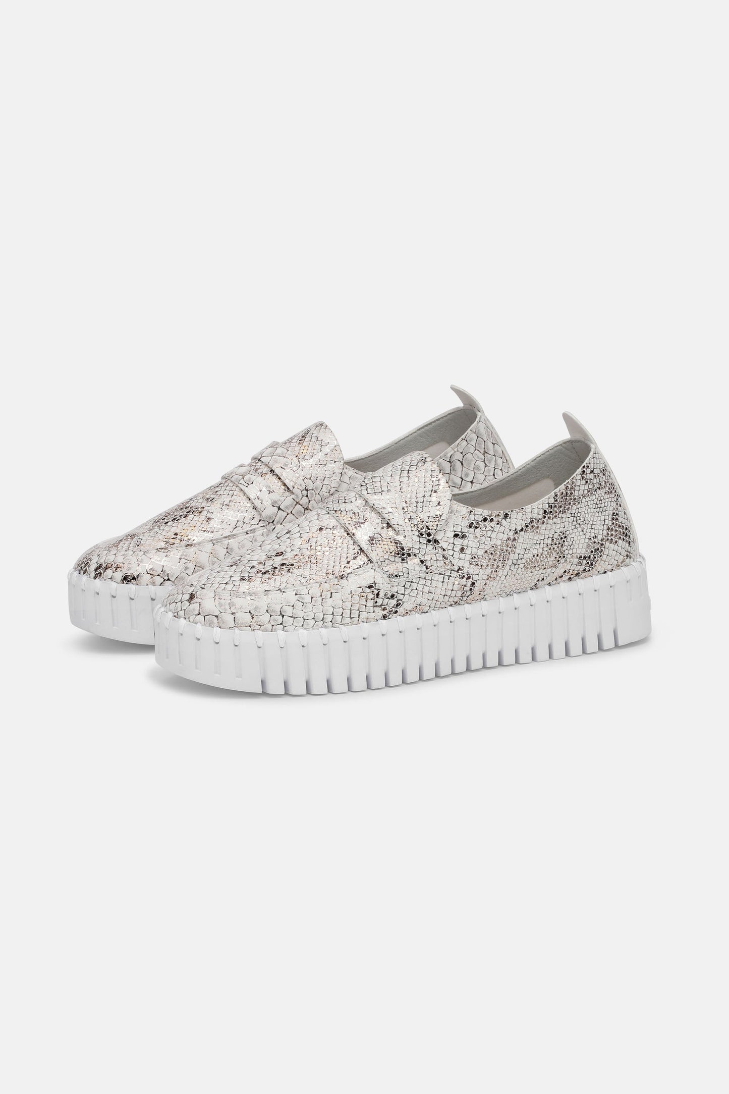 Ilse Jacobsen Tulip Flats With Shiny Snakeskin - White