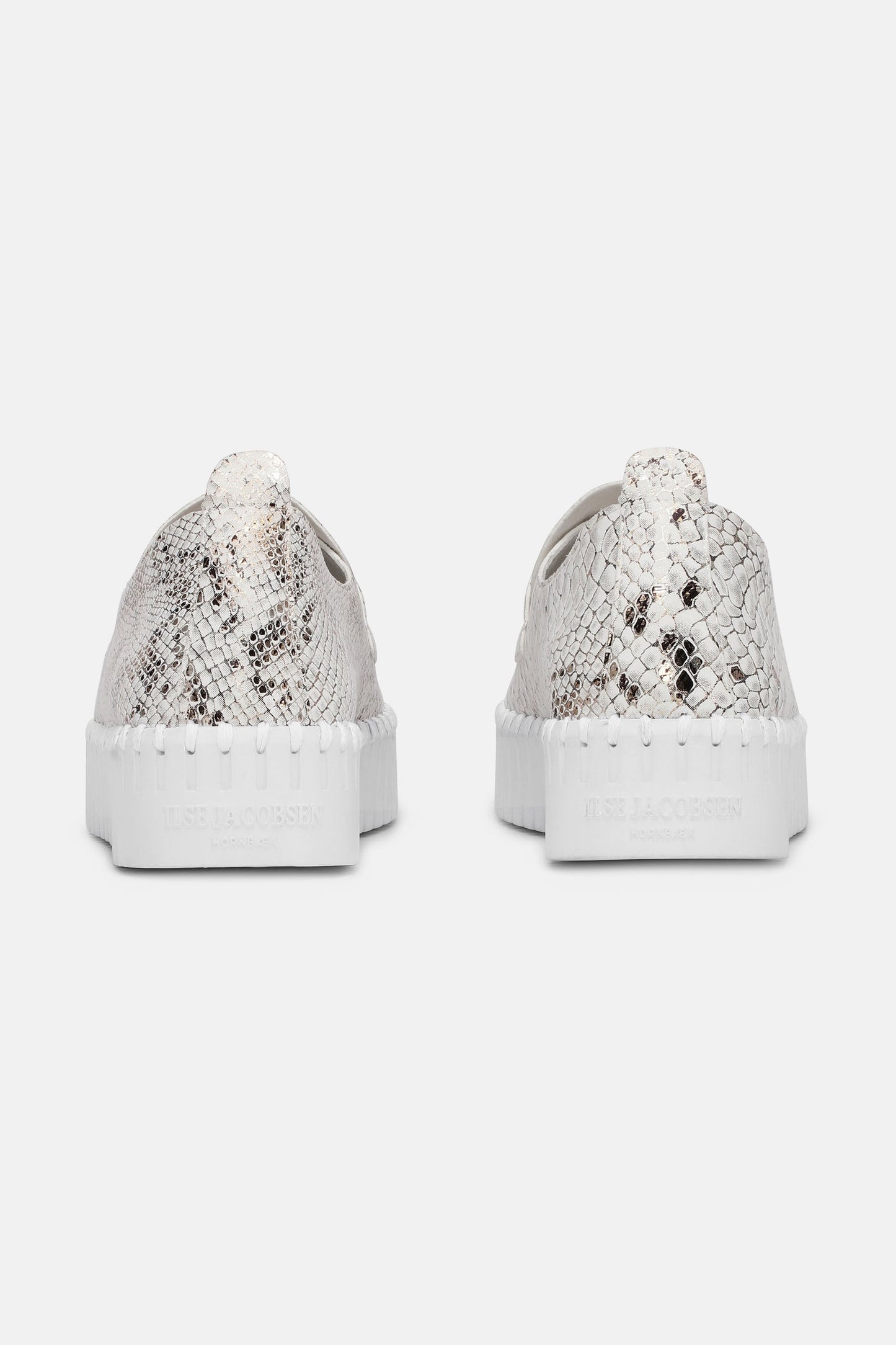 Ilse Jacobsen Tulip Flats With Shiny Snakeskin - White