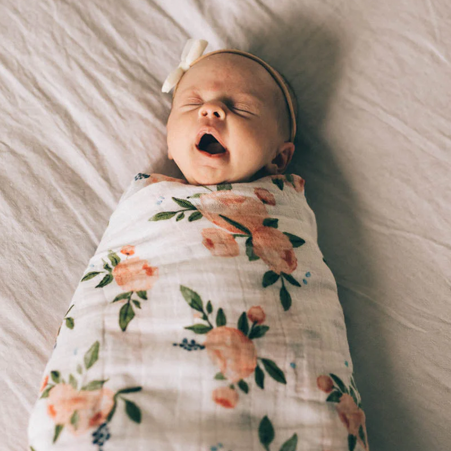 Little Unicorn Cotton Muslin Swaddle Blanket - Watercolor Roses
