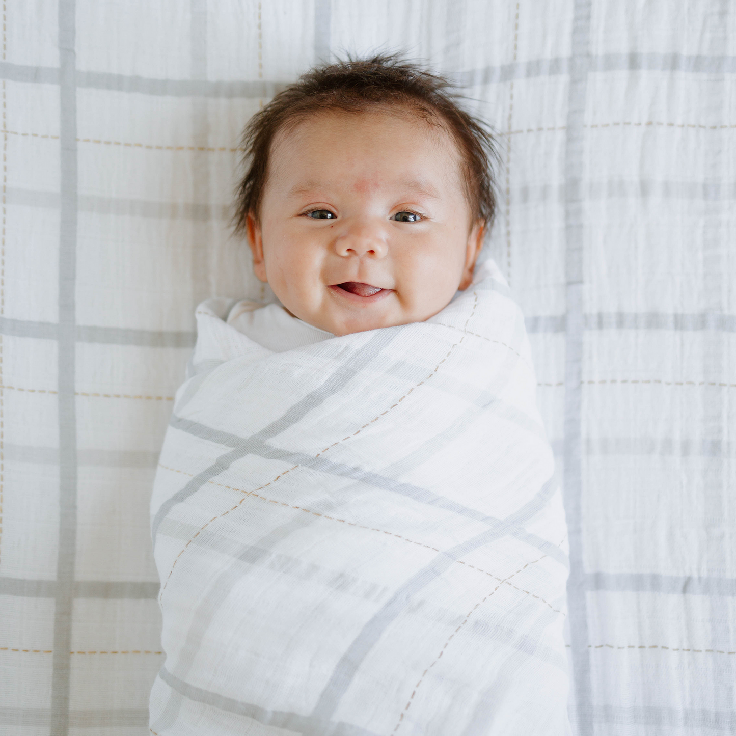 Little Unicorn Cotton Muslin Swaddle Blanket - Grey Plaid