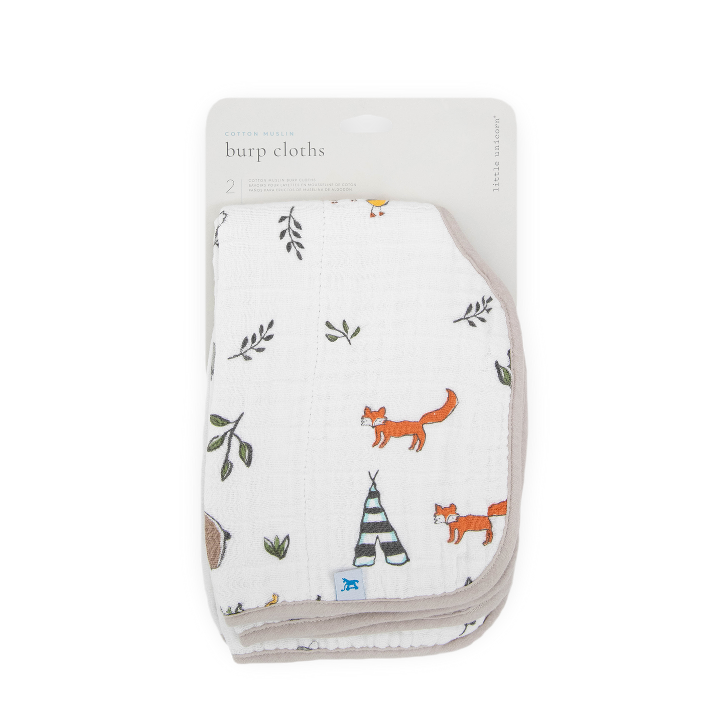 Little Unicorn Cotton Muslin Burp Cloth 2 Pack - Forest Friends