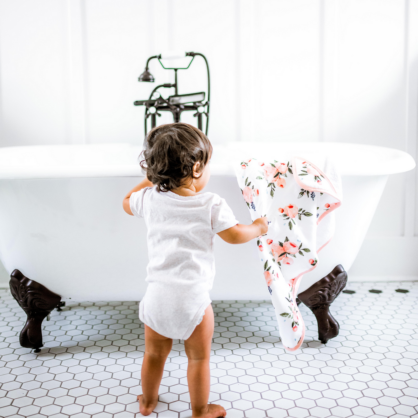 Little Unicorn Infant Hooded Towel - Watercolor Roses