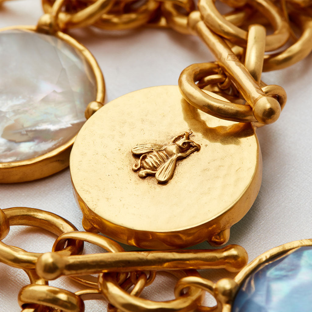 Julie Vos "Honeybee" Statement Necklace-Iridescent Peacock Blue