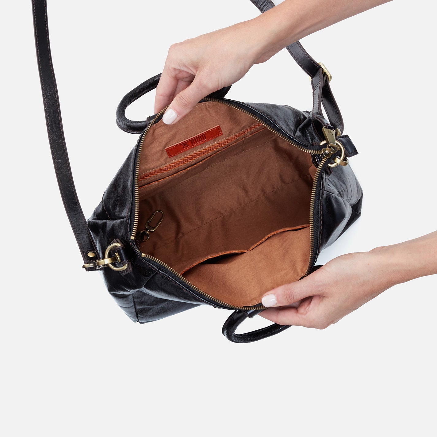 Hobo Bags “Sheila” Medium Satchel-Polished Black