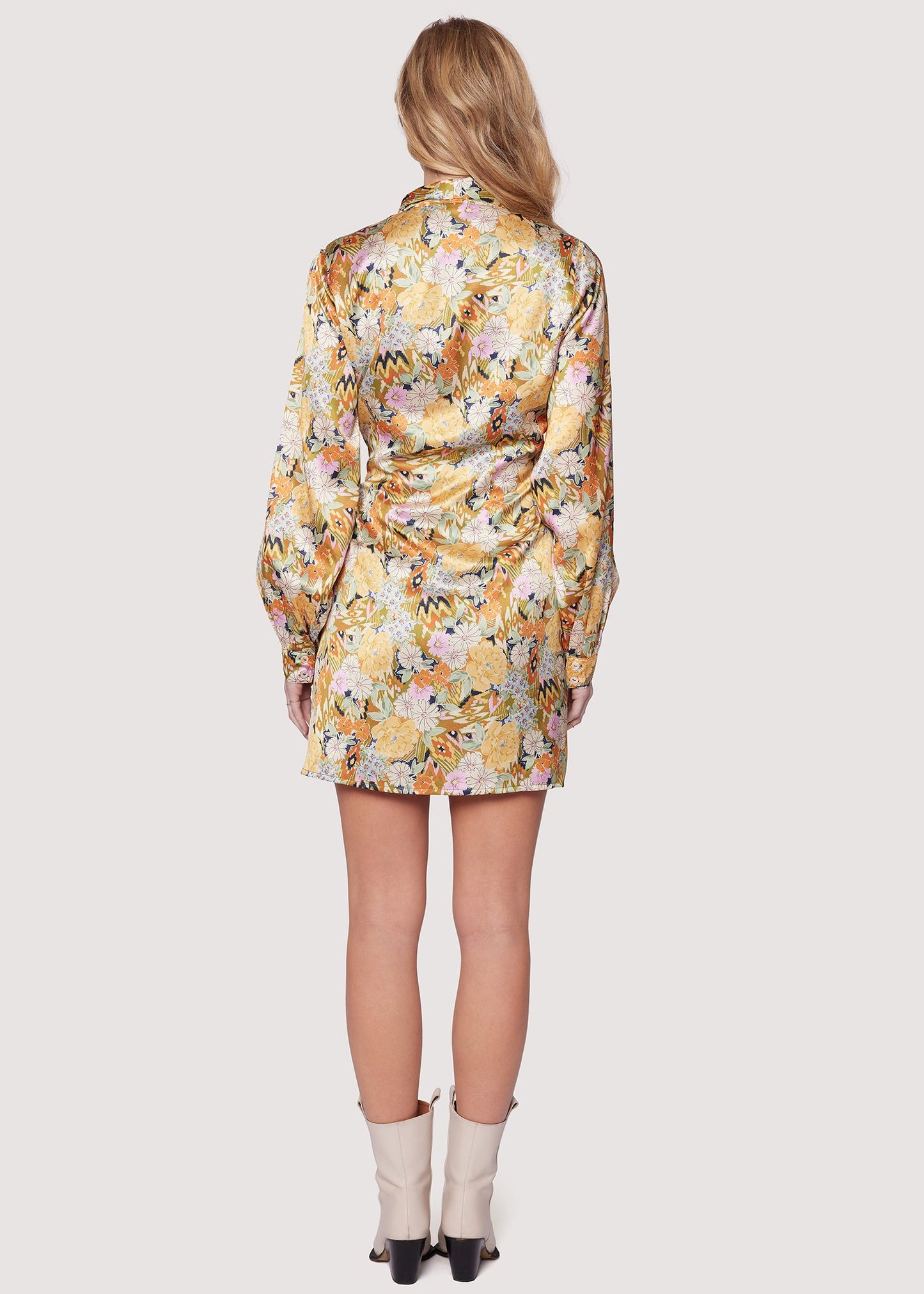 Lost + Wander "Wildflower Dusk" Mini Dress-Olive Multi Floral