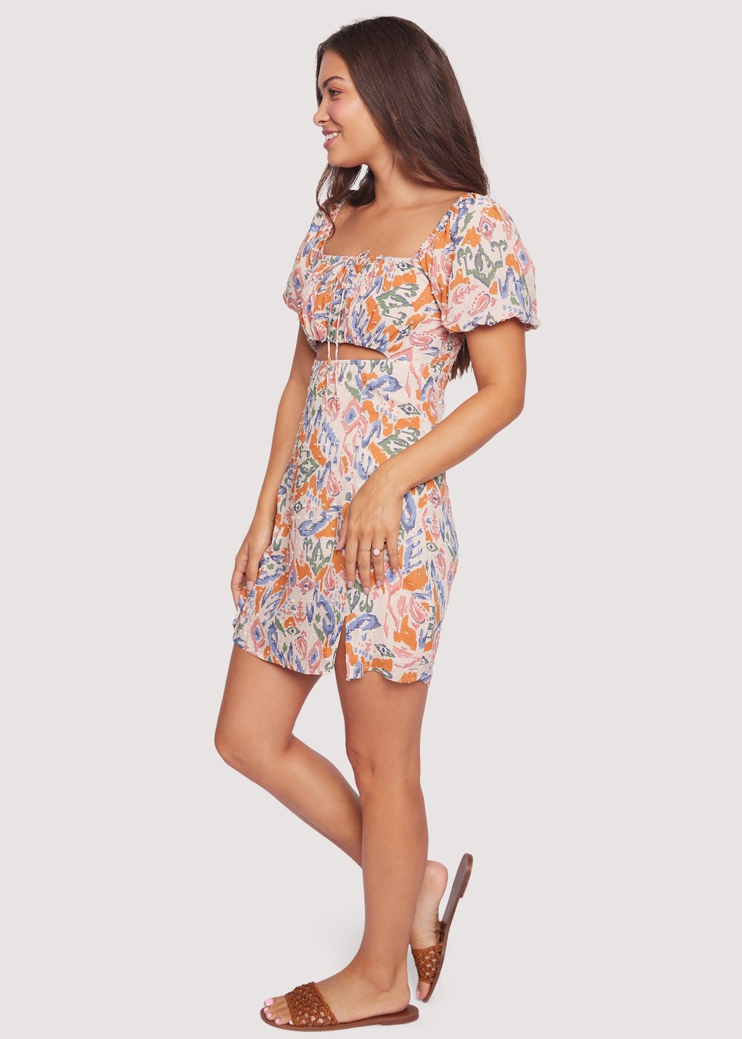 Lost + Wander "Athens Adventure" Mini Dress-Orange Multi