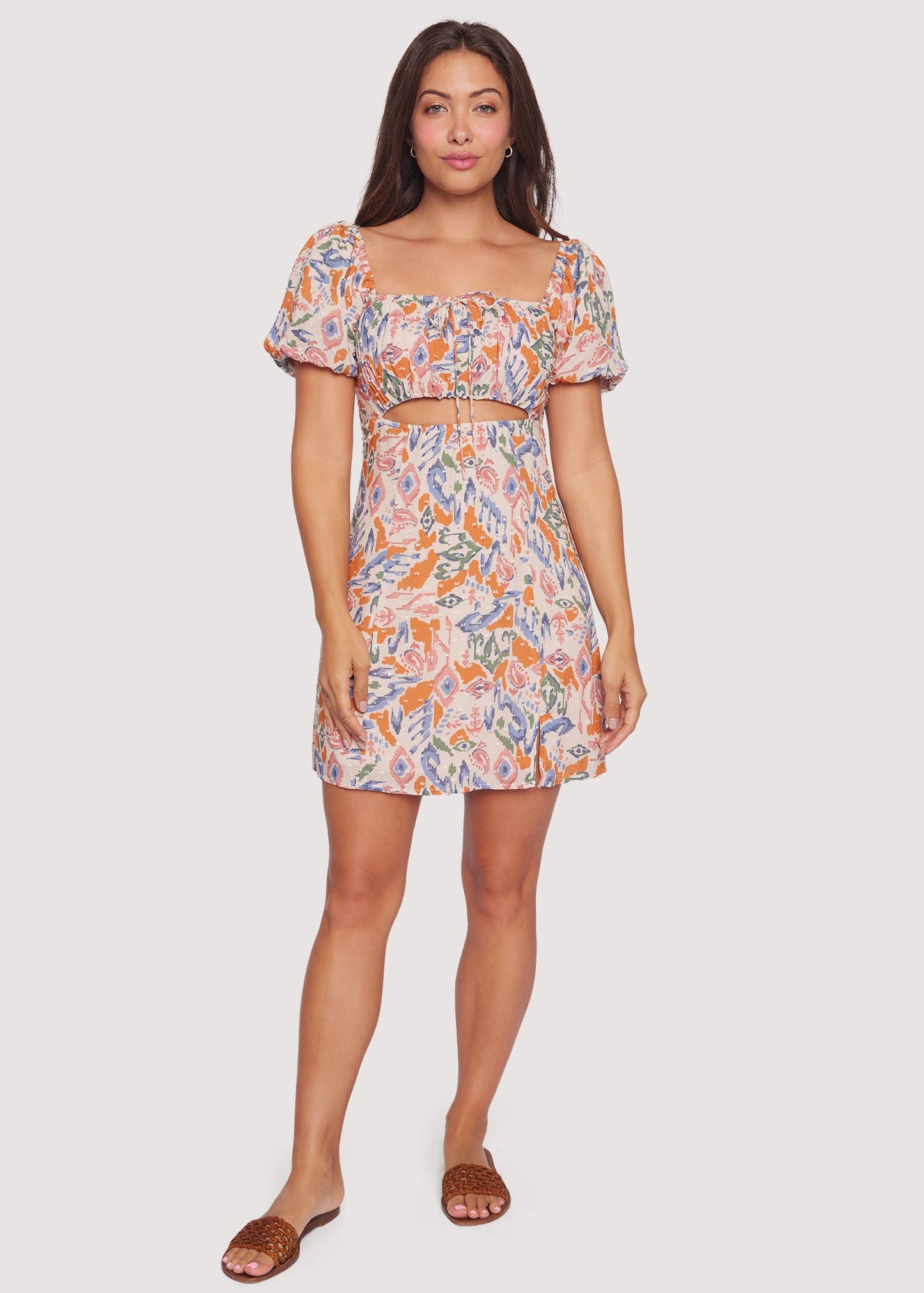 Lost + Wander "Athens Adventure" Mini Dress-Orange Multi