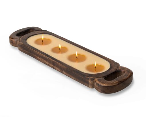Himalayan Trading Wooden Tray Candle Small- Red Currant