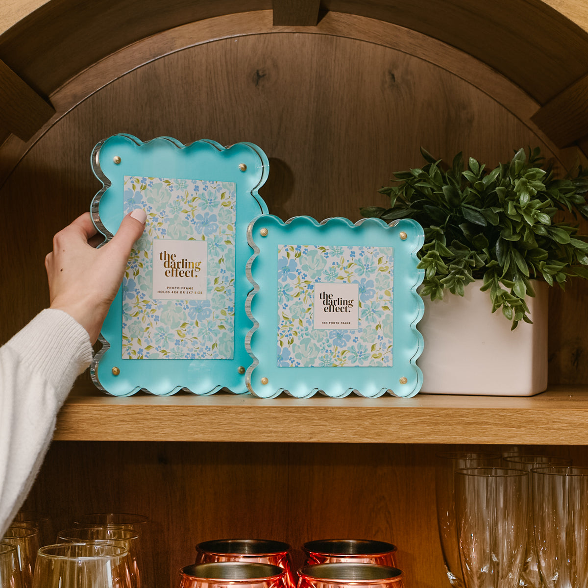 The Darling Effect Rectangle Scalloped Acrylic Frame-Blue