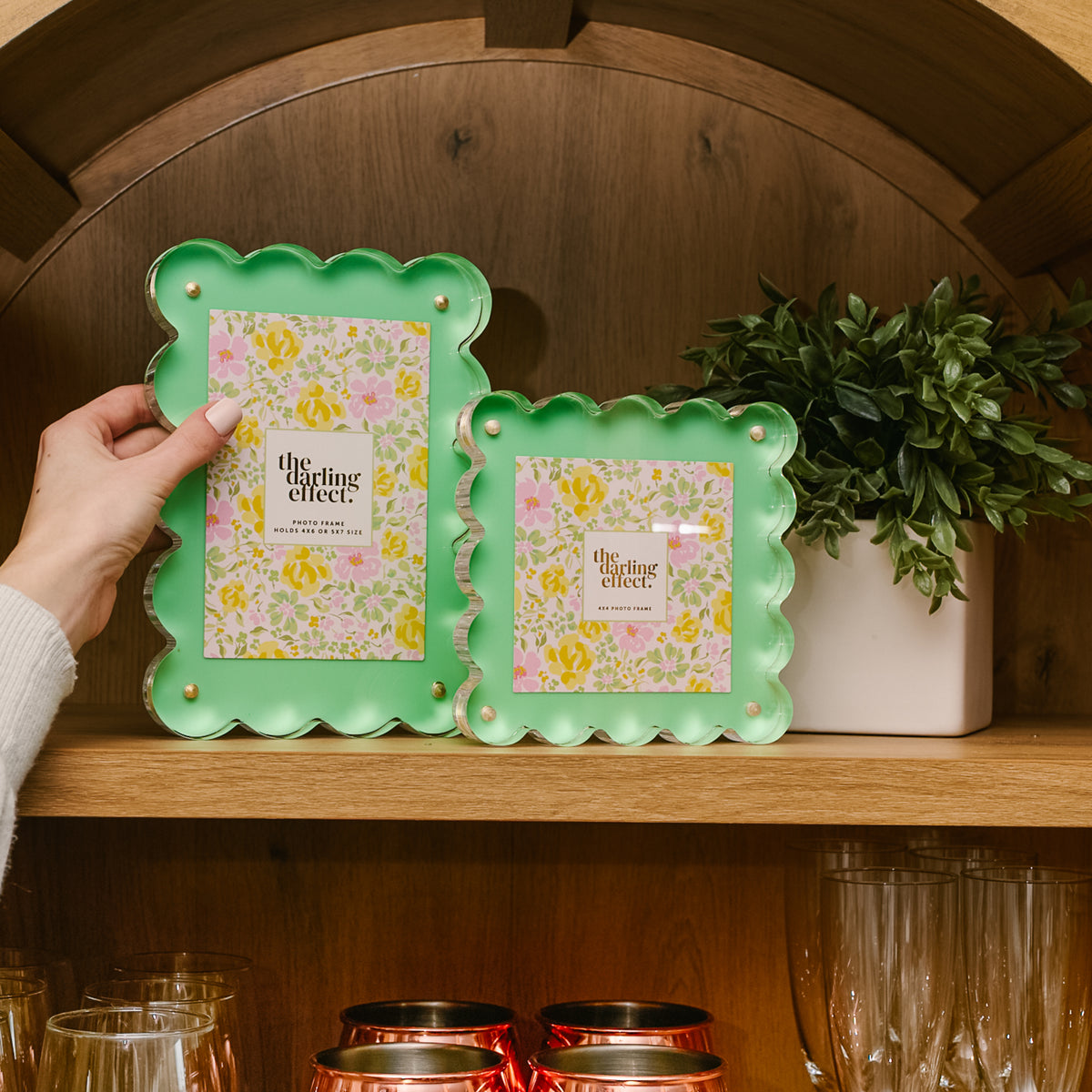 The Darling Effect Rectangle Scalloped Acrylic Frame-Green