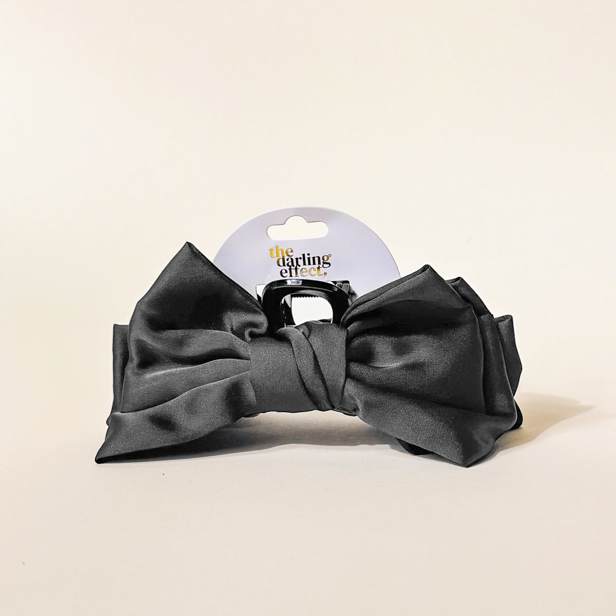 The Darling Effect Satin Bow Claw Clip-Black