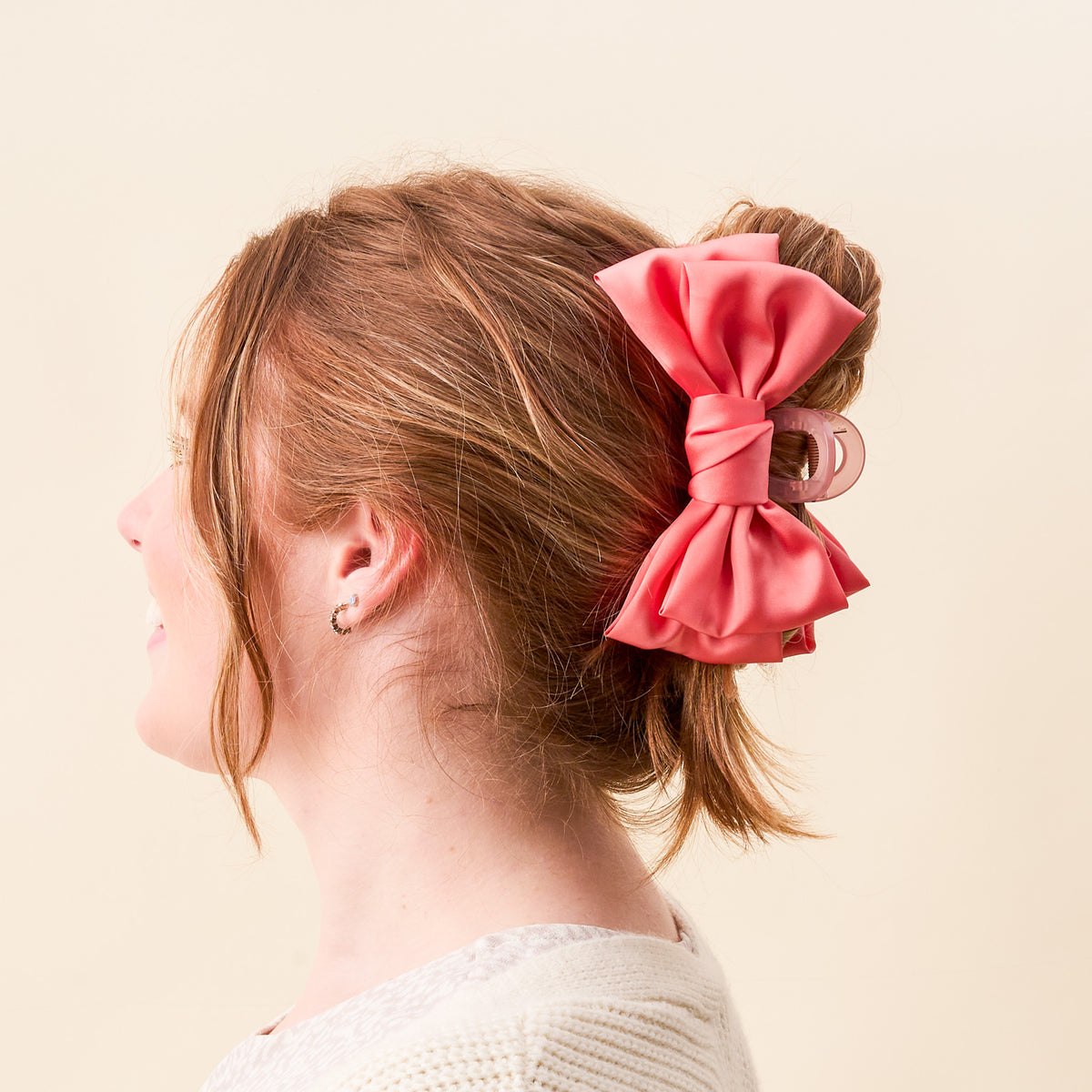 The Darling Effect Satin Bow Claw Clip-Rose