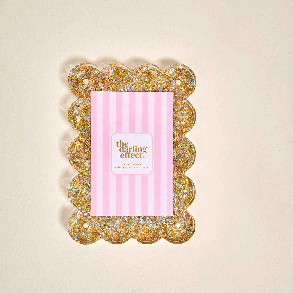 The Darling Effect Rectangle Scalloped Acrylic Frame-Gold Glitter