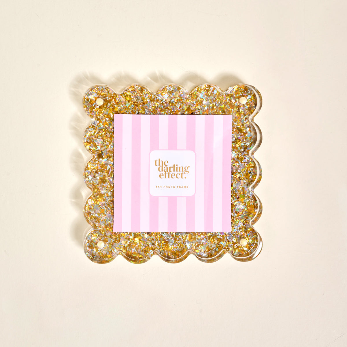 The Darling Effect Square Scalloped Acrylic Frame-Gold Glitter