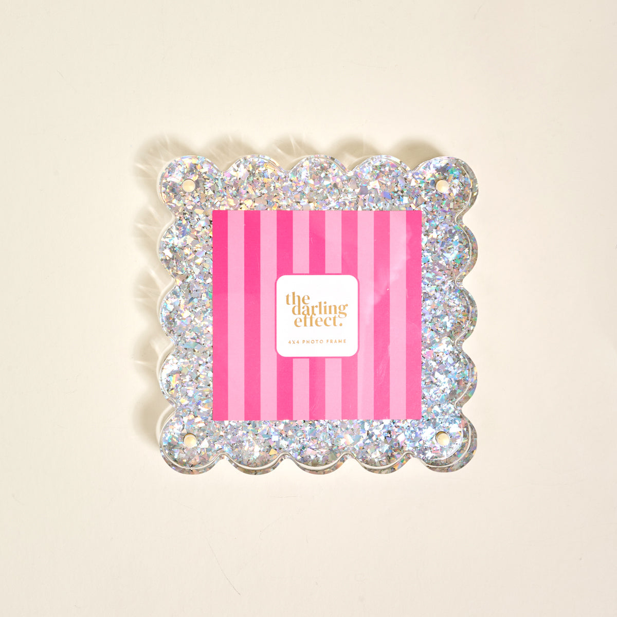 The Darling Effect Square Scalloped Acrylic Frame-Silver Glitter