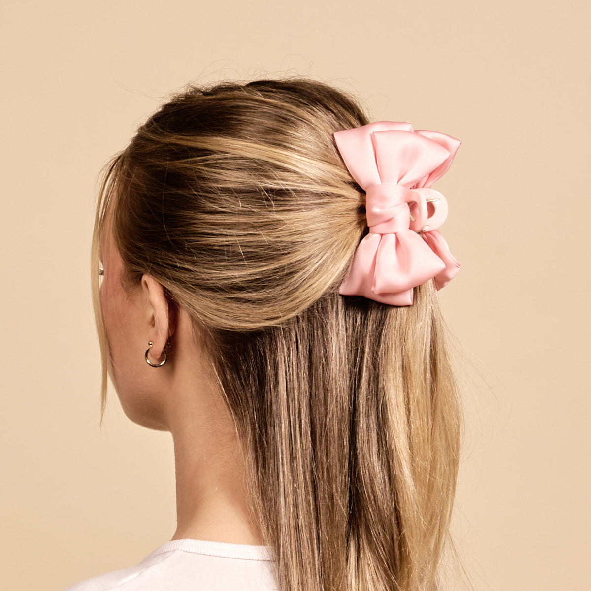 The Darling Effect Mini Satin Bow Claw Clip-Blush