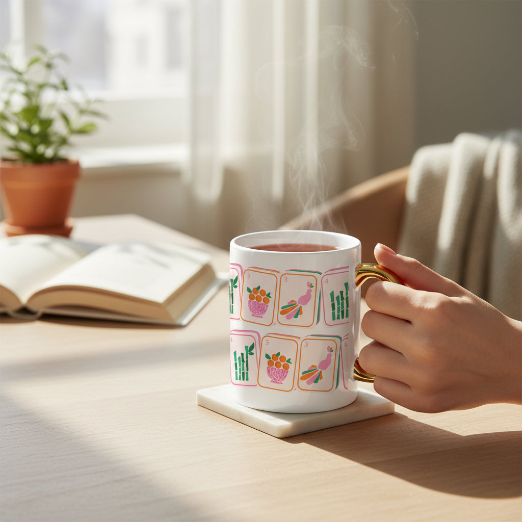 The Darling Effect 11oz Cozy Cute Ceramic Mug- Mahjong Tiles
