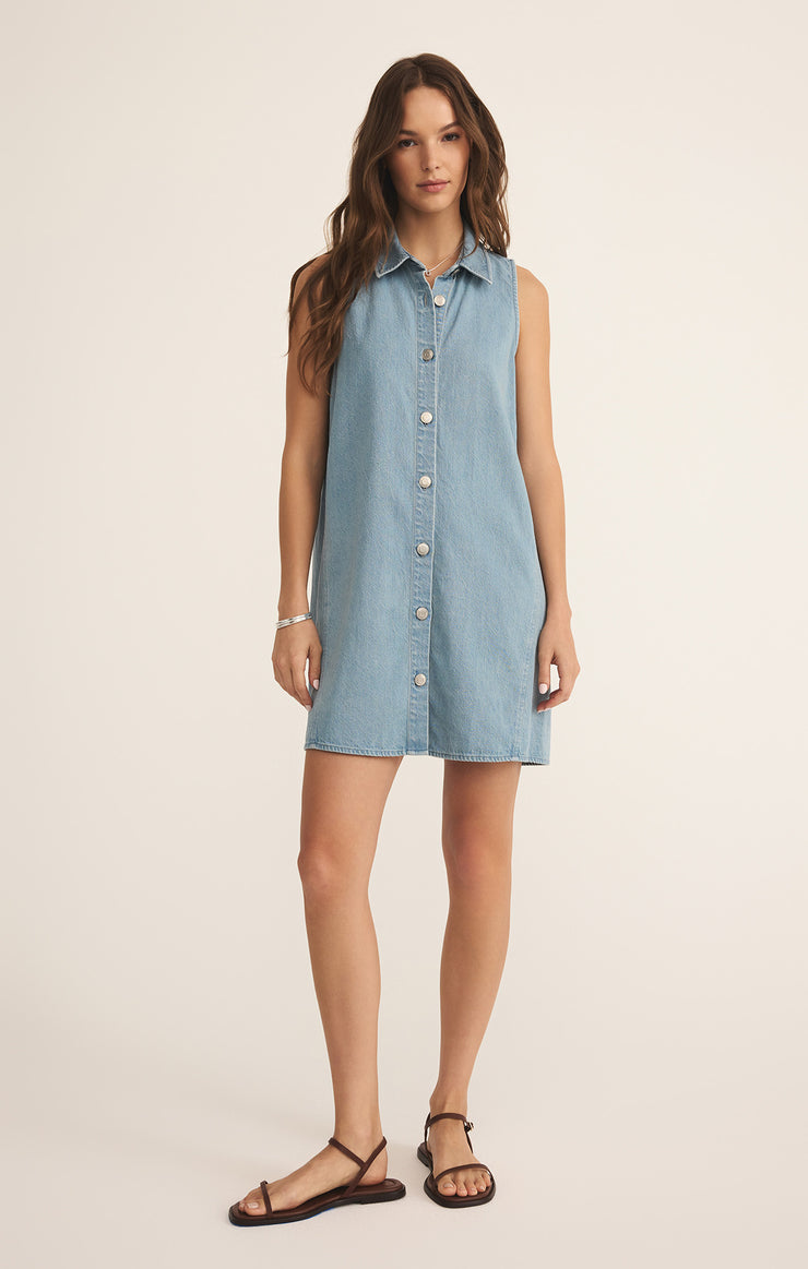 Z Supply New Light Denim Dress - Light Vintage Indigo