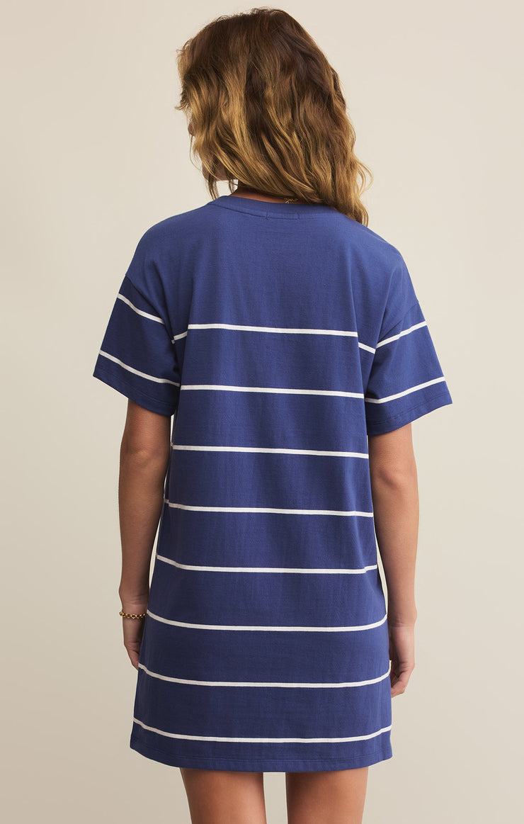 Z Supply Sway Stripe Mini Tee Dress- Yacht Blue