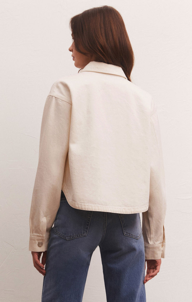 Z Supply All Day Cropped Denim Jacket-Bone