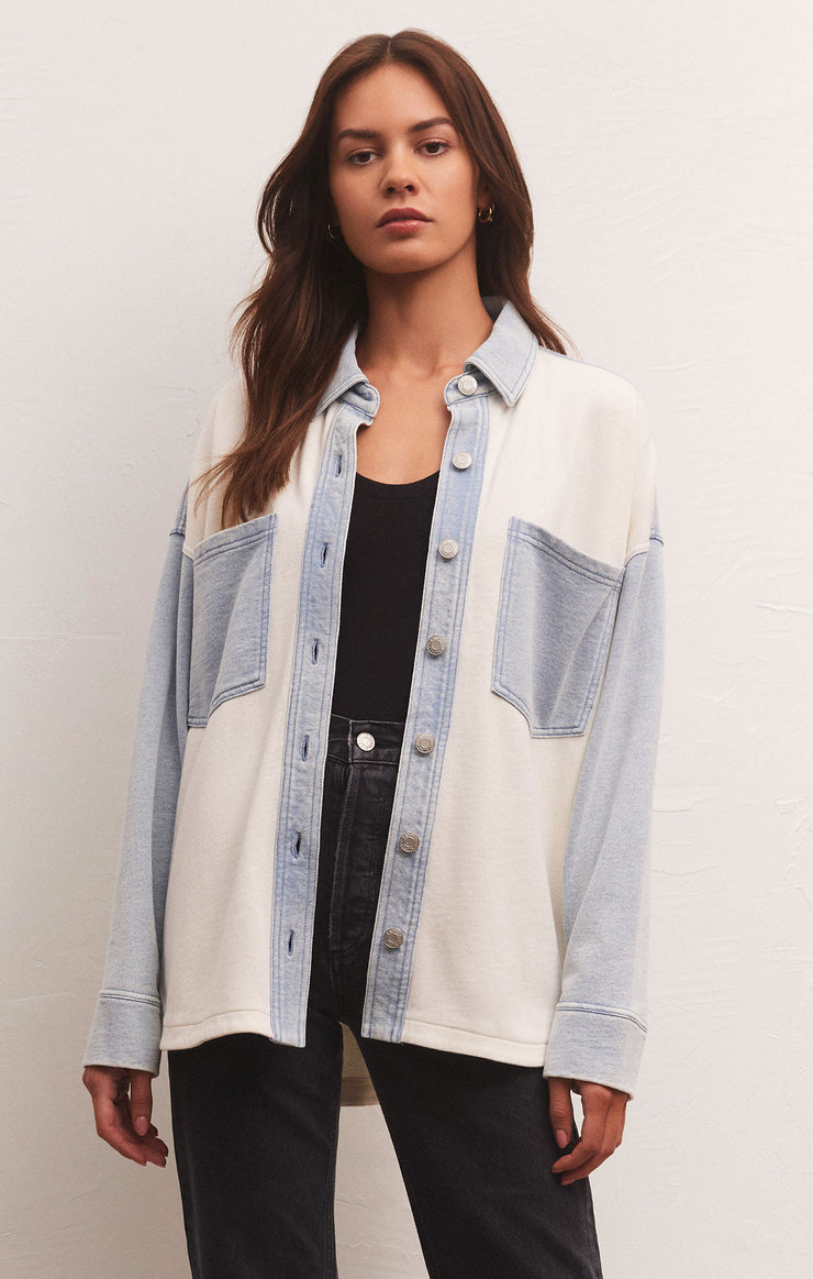 Z Supply All Day Colorblock Jacket-Washed Indigo
