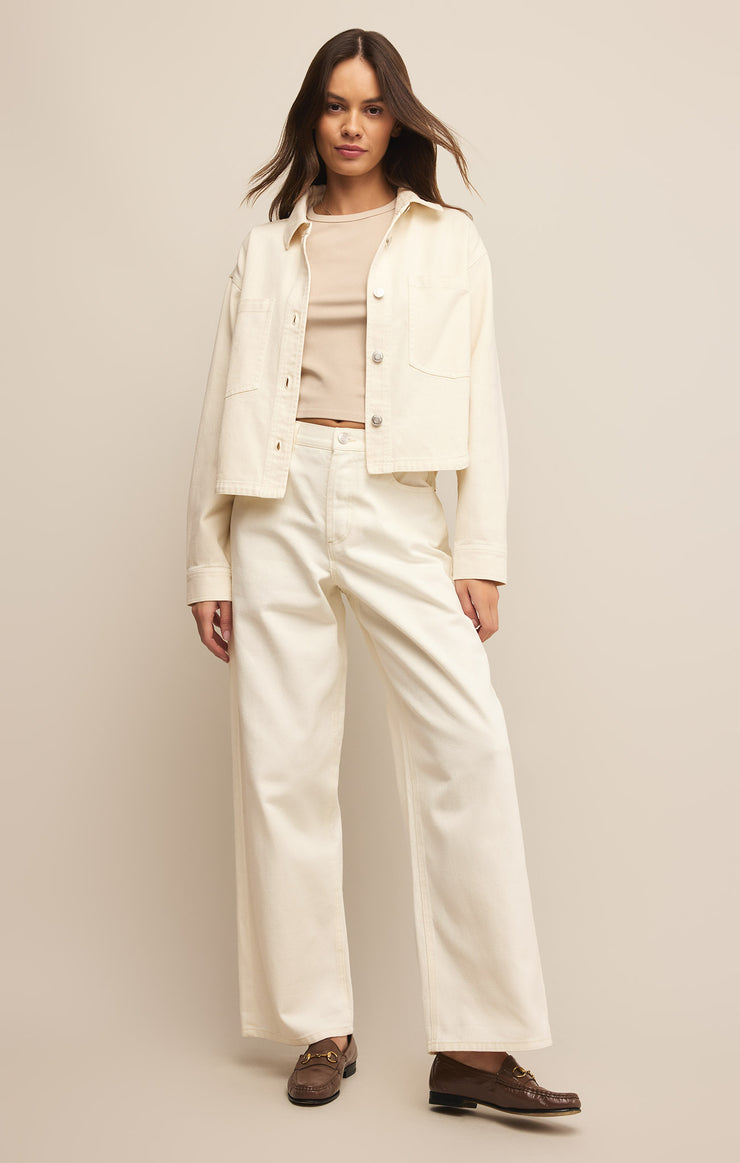 Z Supply All Day Cropped Denim Jacket-Off White