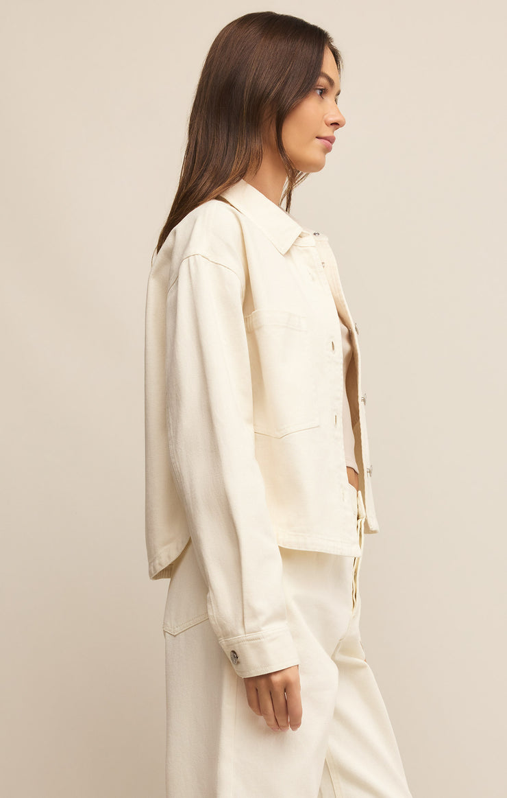 Z Supply All Day Cropped Denim Jacket-Off White