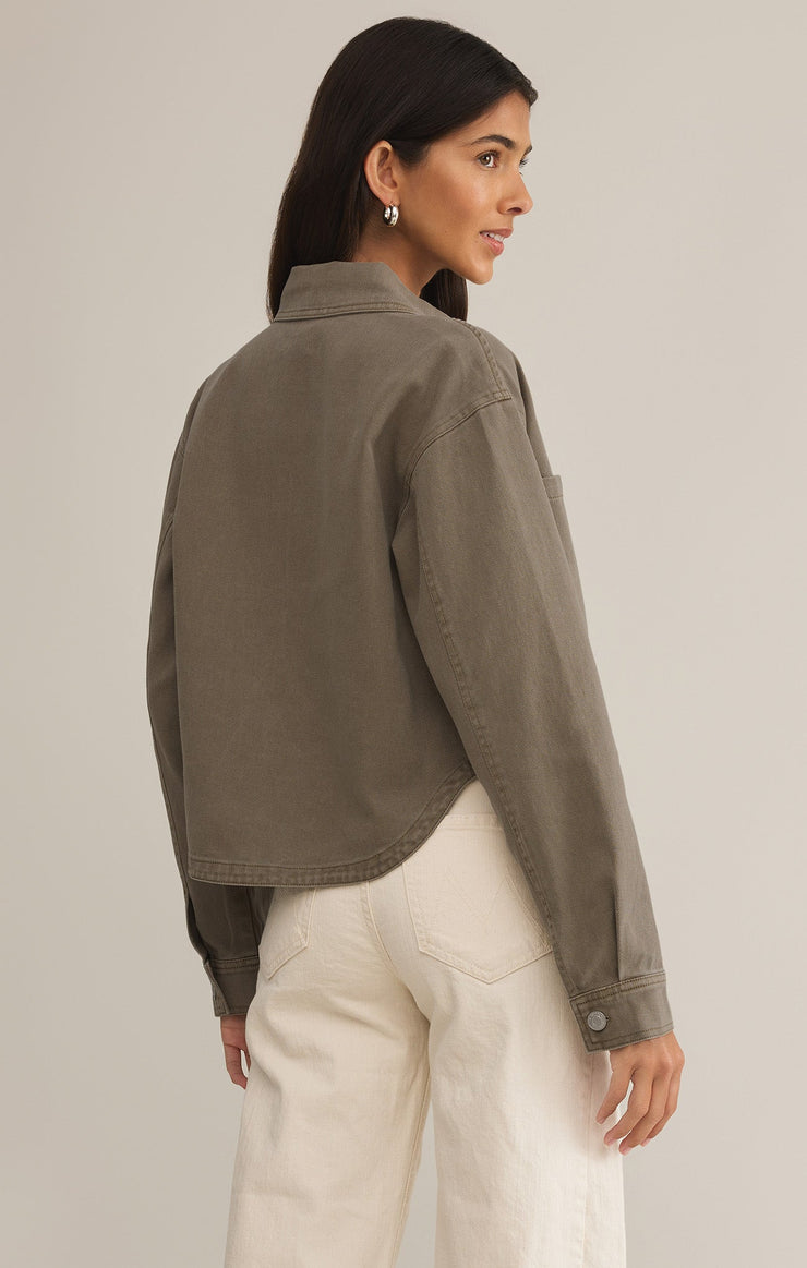 Z Supply All Day Cropped Denim Jacket-Pebble Moon