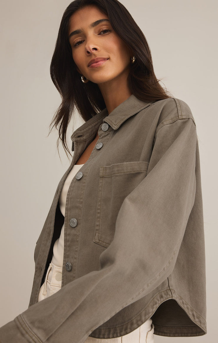 Z Supply All Day Cropped Denim Jacket-Pebble Moon