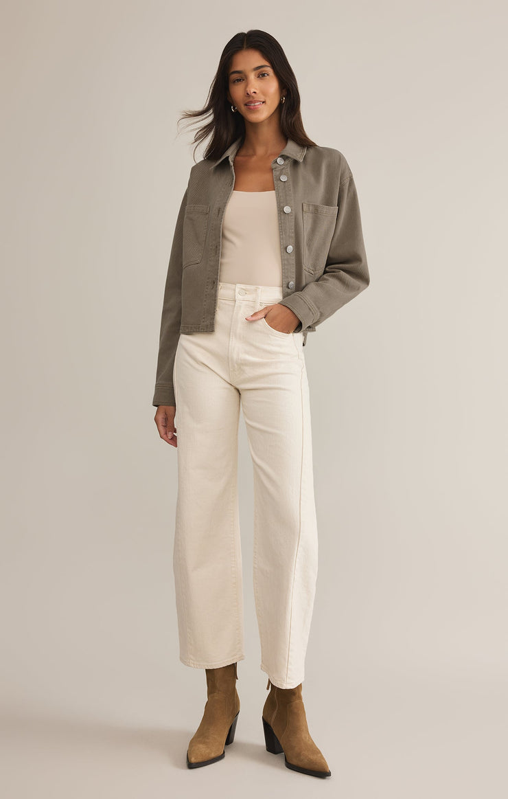 Z Supply All Day Cropped Denim Jacket-Pebble Moon