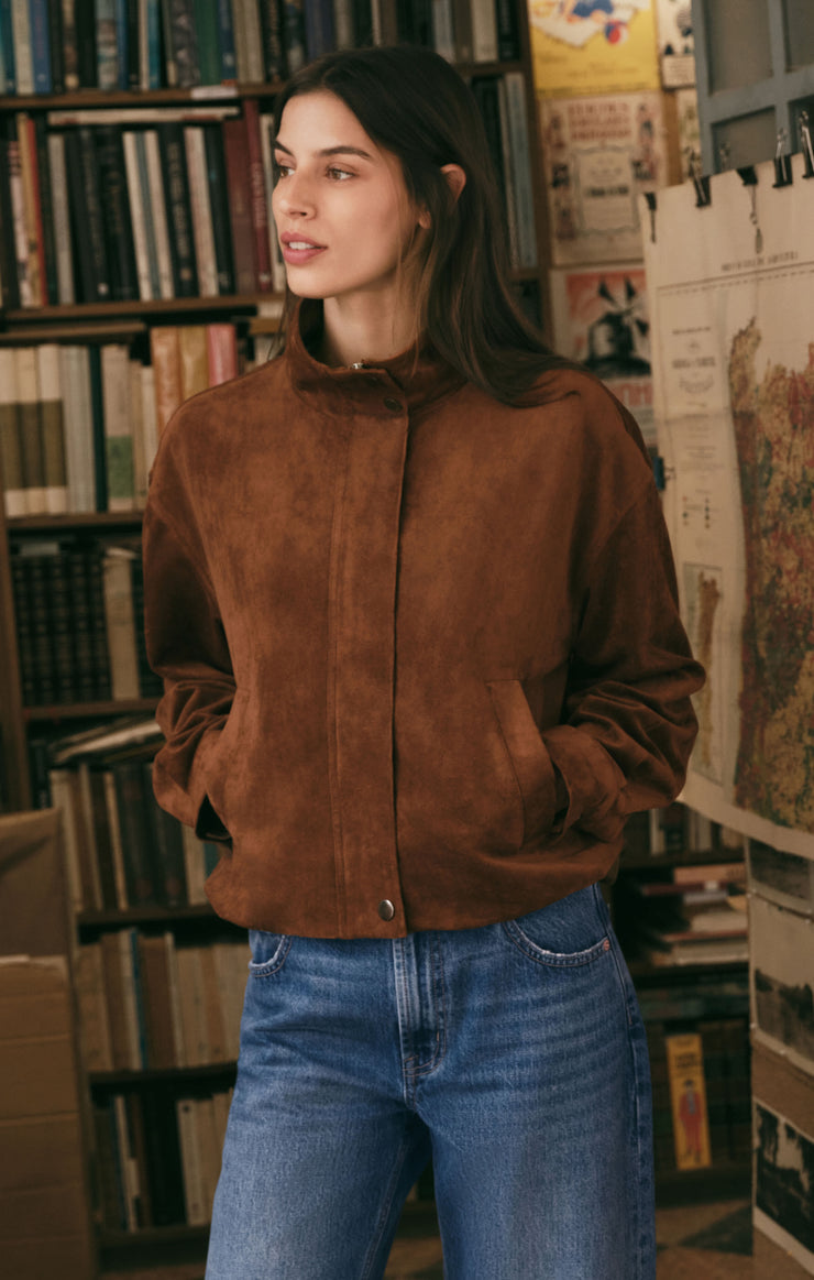 Z Supply Corin Bubble Hem Jacket-Saddle Suede