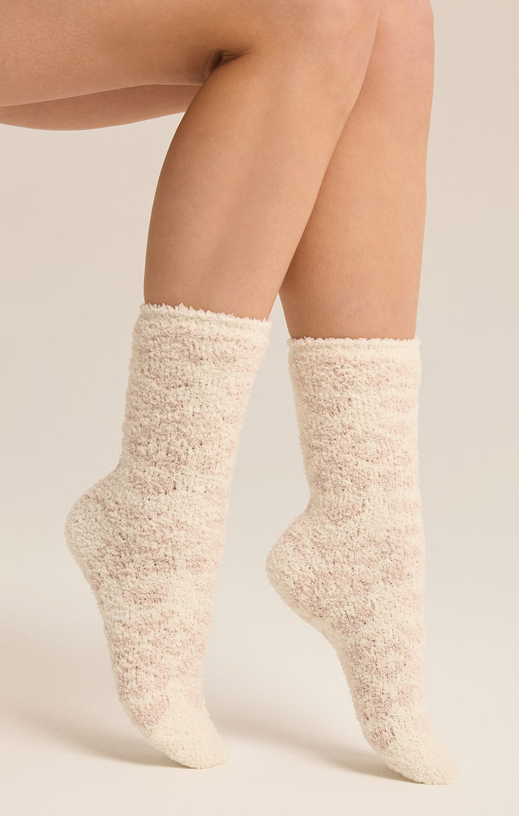 Z Supply 2 Pack Fairisle Heart Sock-Crystal Grey