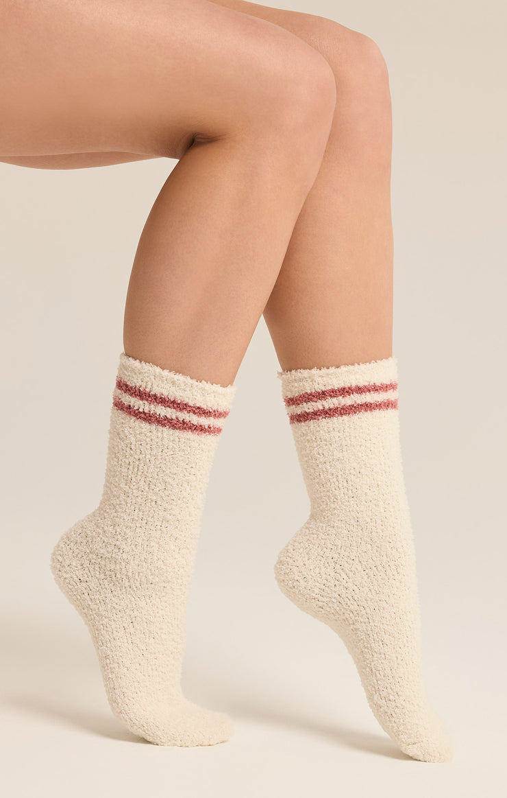 Z Supply 2 Pack Fairisle Heart Sock-Crystal Grey