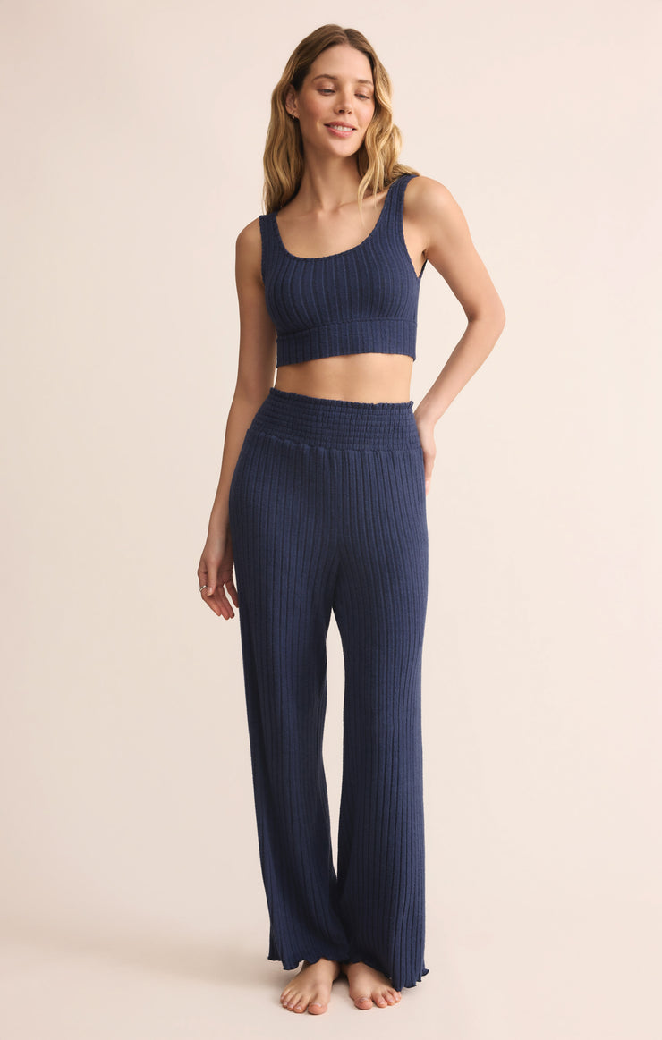 Z Supply Zoe Silky Rib Tank Bra - Blue Sapphire