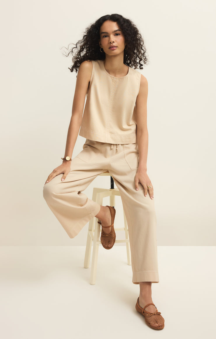Z Supply Daycation Twill Wide Leg Utility Pant - Cloud