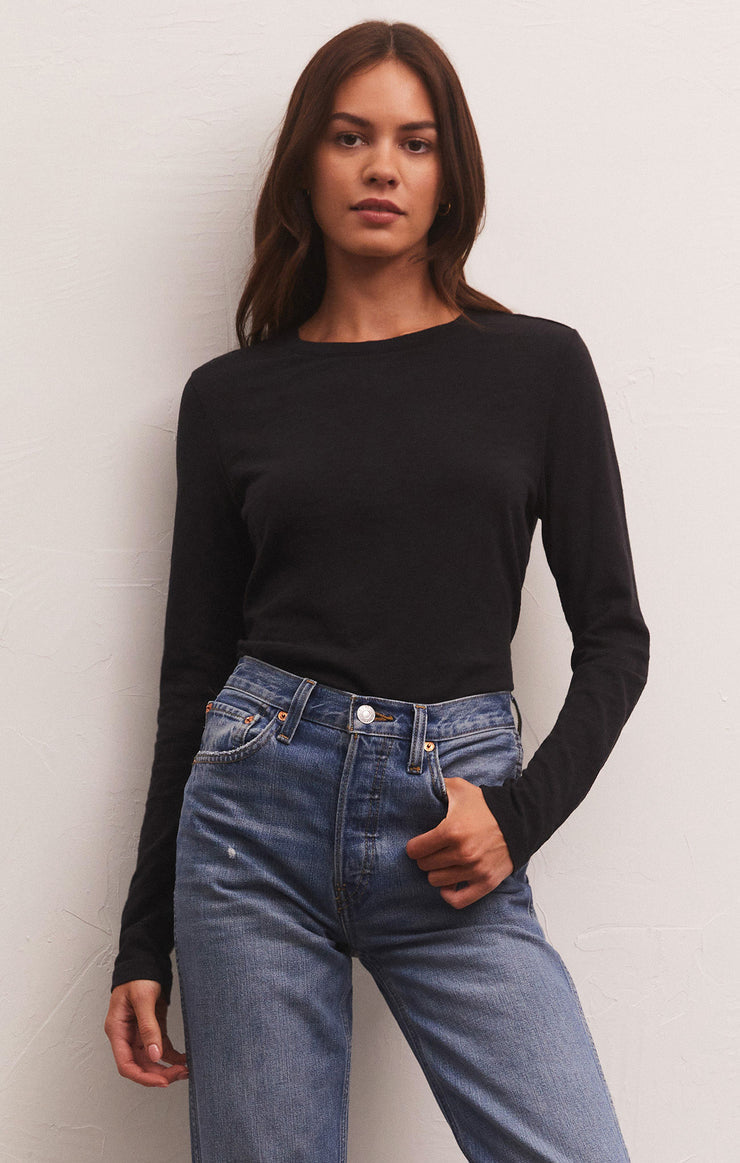Z Supply Modern Slub L/S Tee-Black