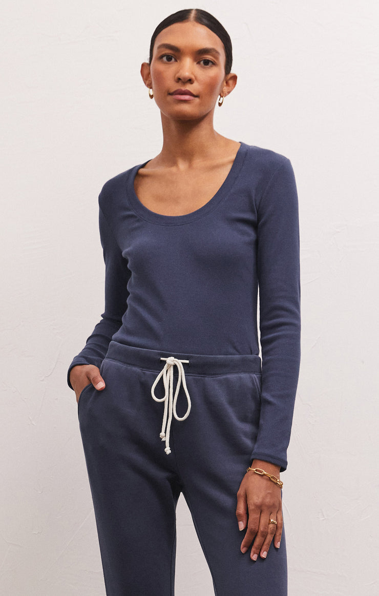 Z Supply Sirena Rib Long Sleeve Tee -Inca