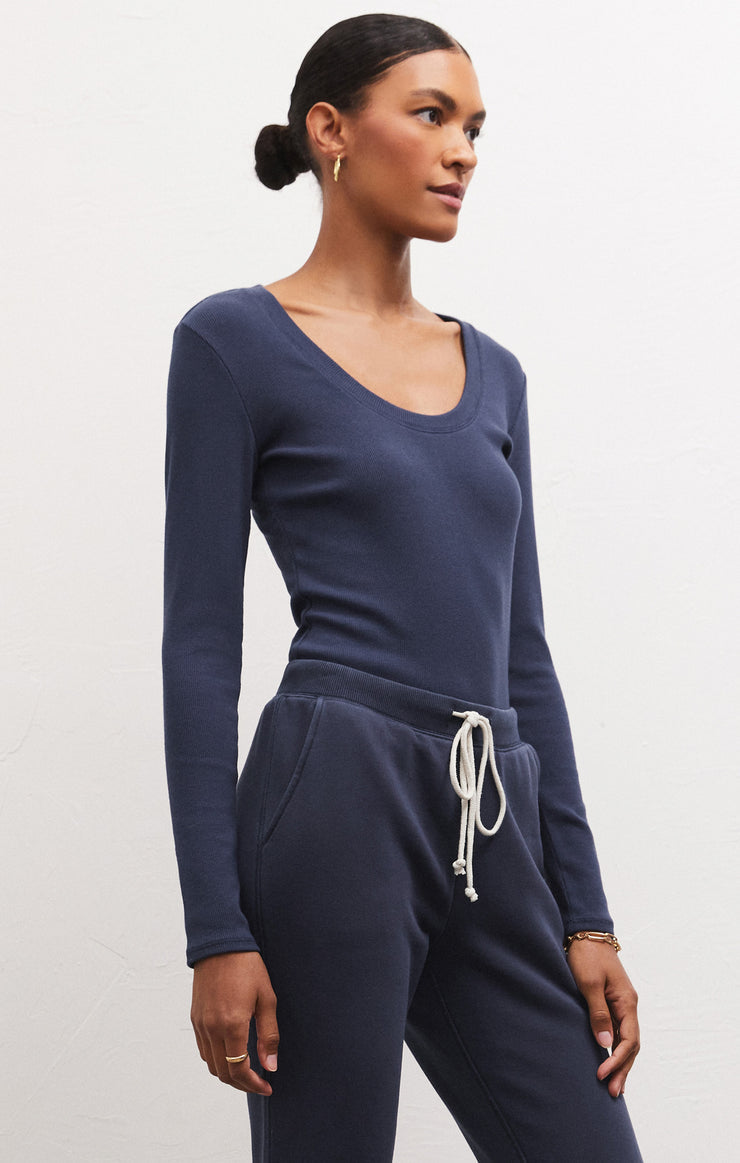 Z Supply Sirena Rib Long Sleeve Tee -Inca