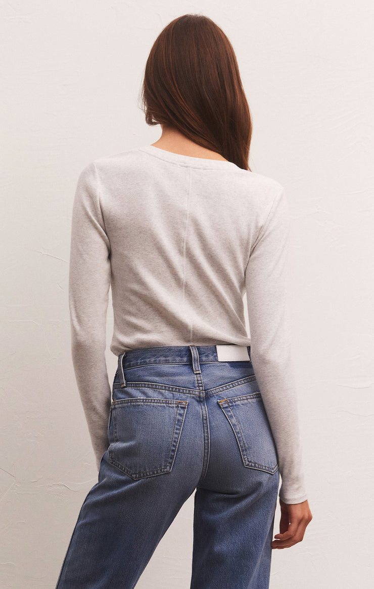 Z Supply Sirena Rib L/S Tee- Light Heather Grey