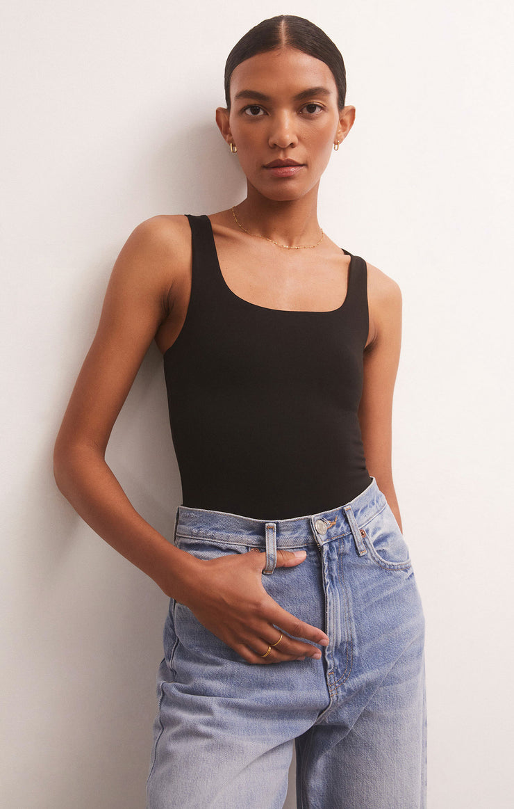 Z Supply Alana So Smooth Bodysuit-Black