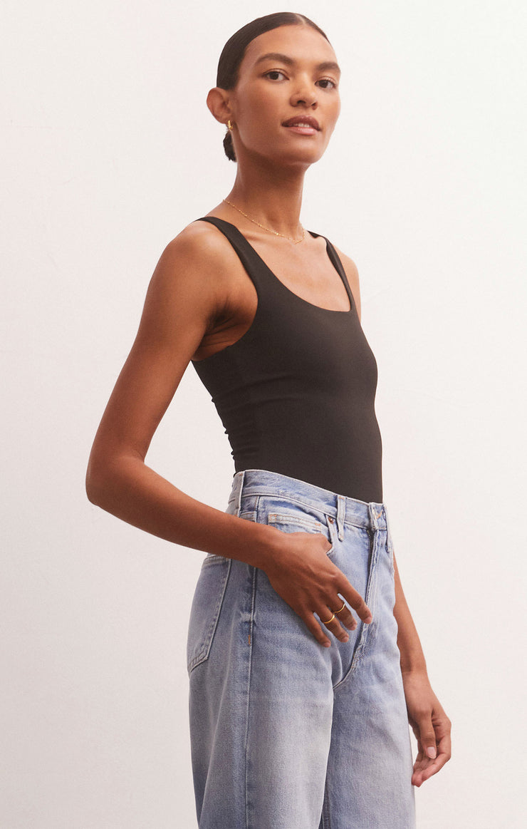 Z Supply Alana So Smooth Bodysuit-Black