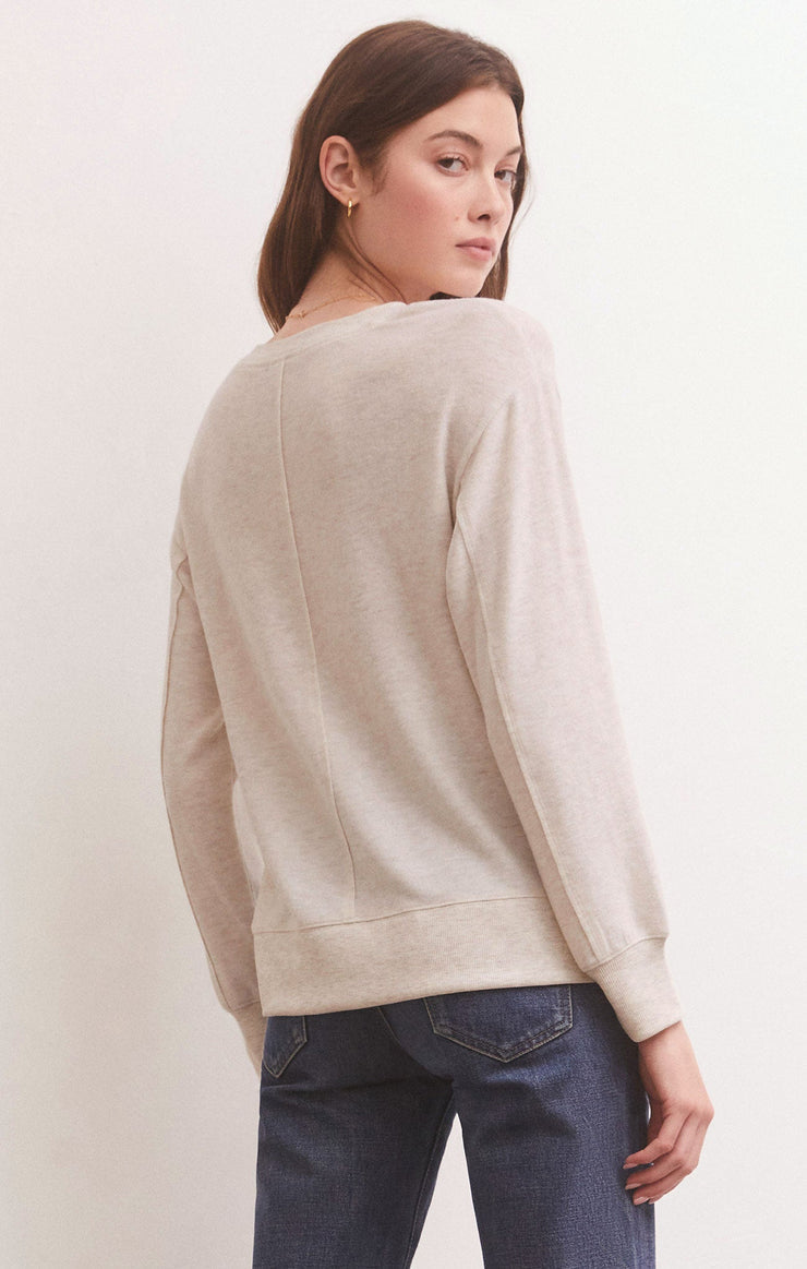 Z Supply Wilder Cloud V-Neck L/S Top-Light Oatmeal