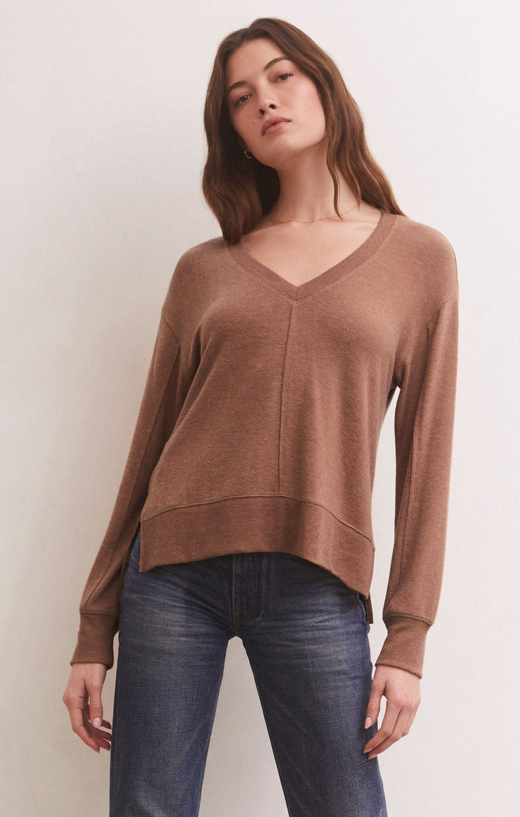 Z Supply Wilder Cloud V-Neck L/S Top-Penny
