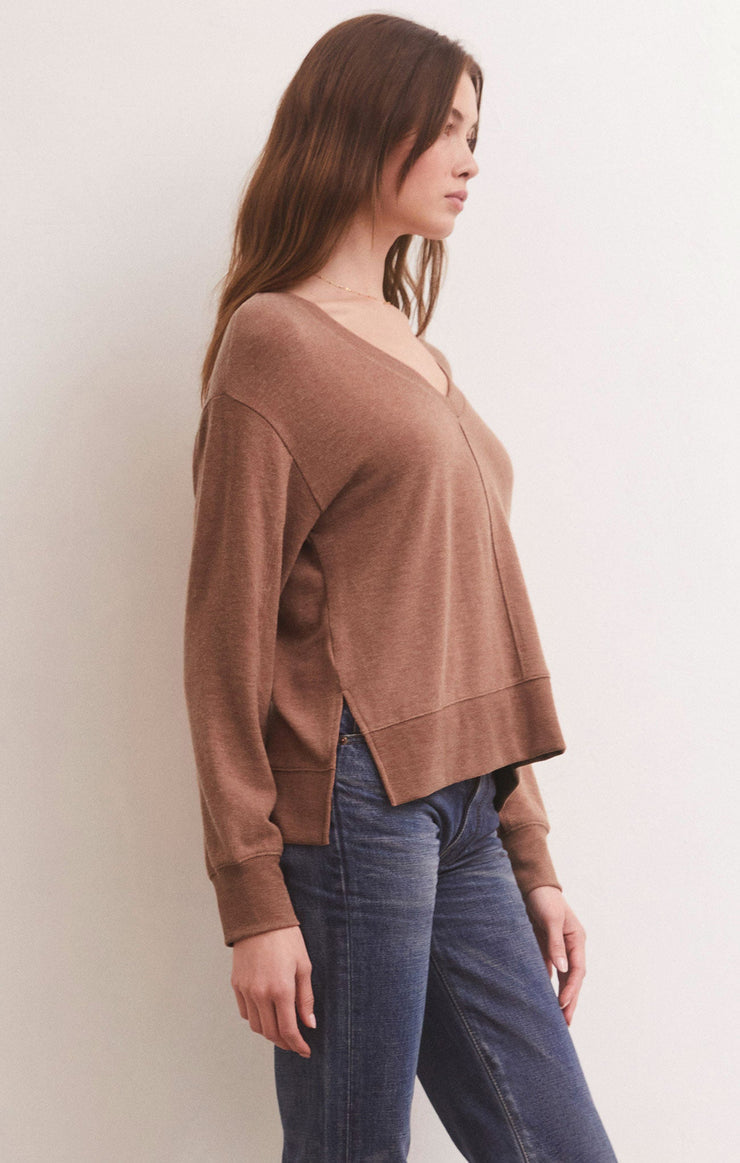 Z Supply Wilder Cloud V-Neck L/S Top-Penny