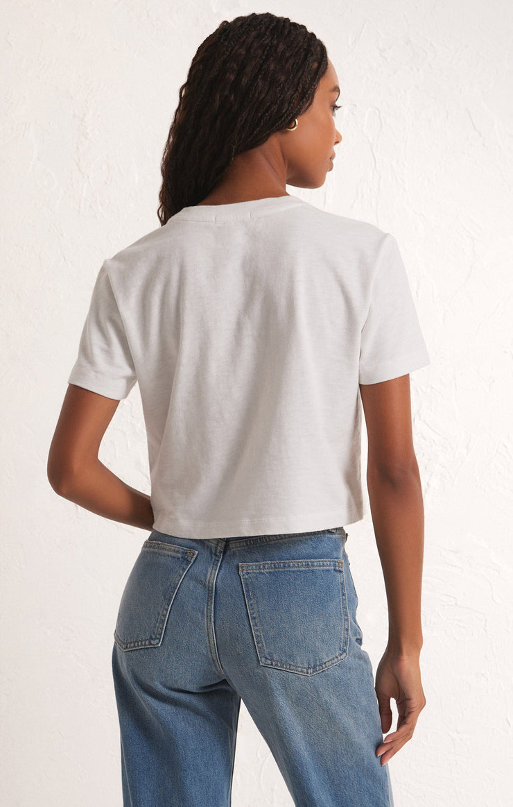 Z Supply You Are My Heart Cropped Tee-White