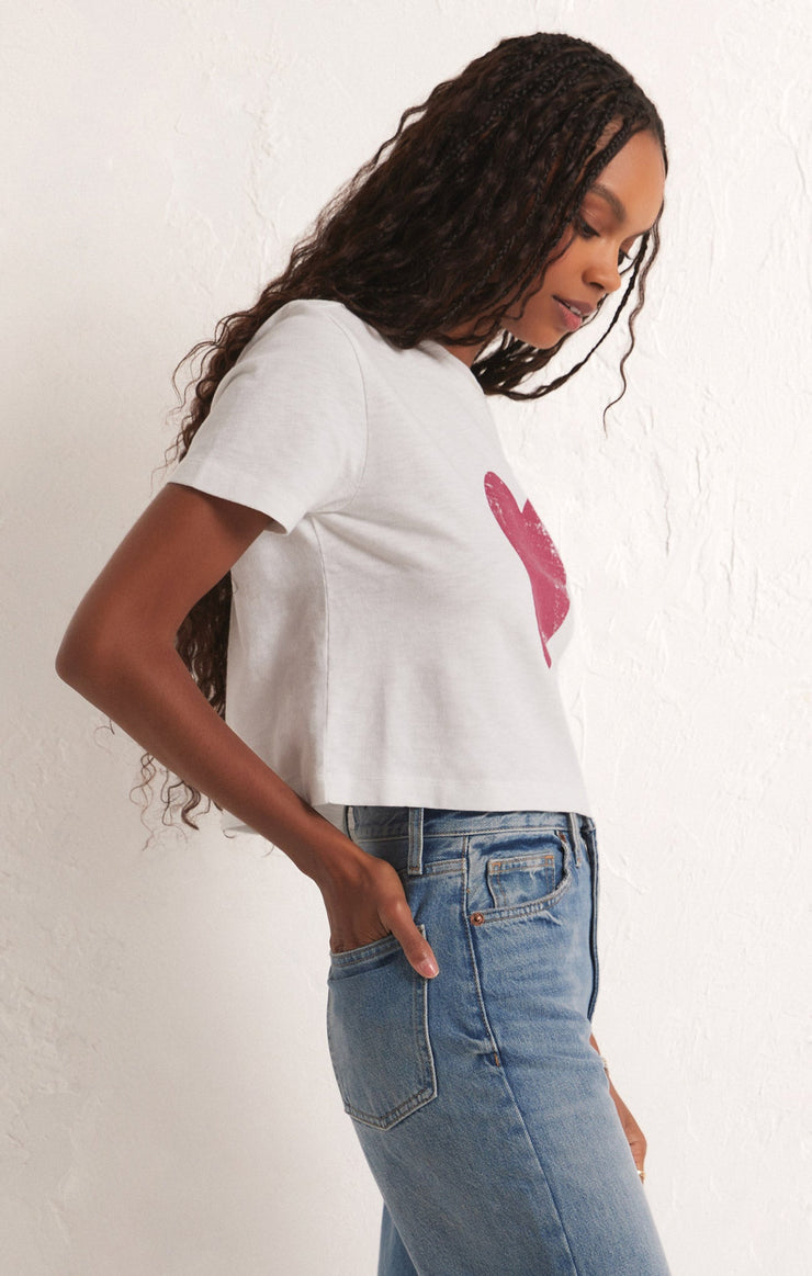 Z Supply You Are My Heart Cropped Tee-White