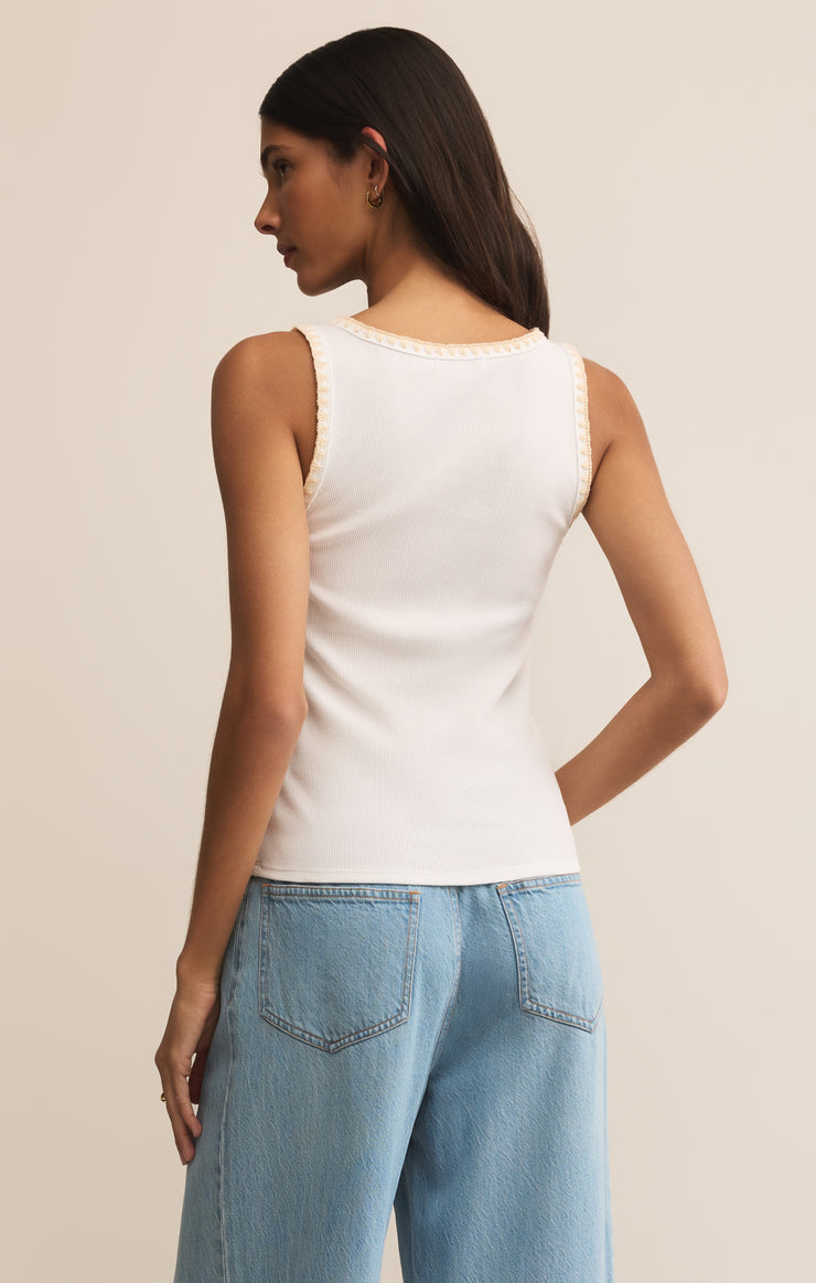 Z Supply Jaidynn Whipstitch Rib Tank - White