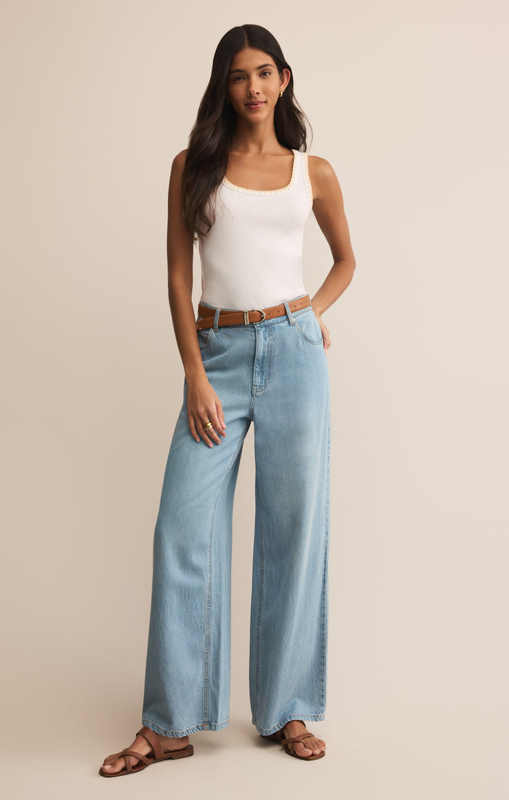 Z Supply Jaidynn Whipstitch Rib Tank - White